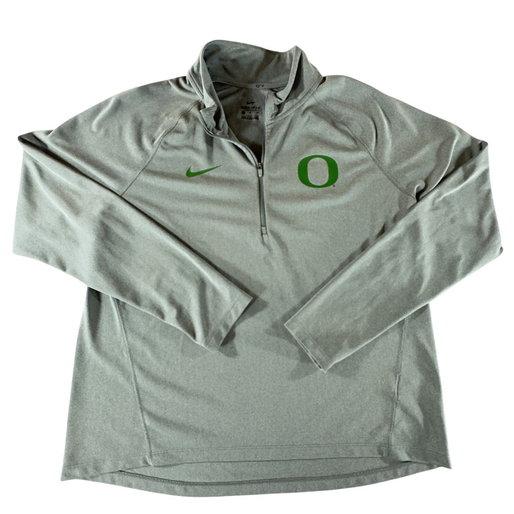Nike Oregon Ducks Mens XL Gray Dri-FIT 1/2 Zip Pullover Training Shirt Polyester